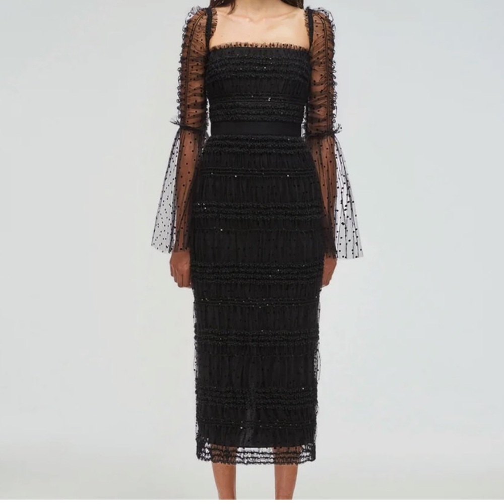 Self-Portrait Black Lace Midi Dress